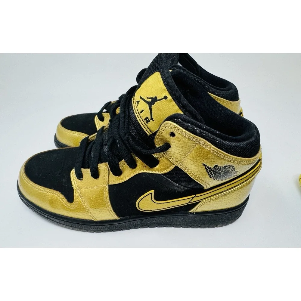 Nike Air Jordan 1 Mid Yellow Black 4.5Y GS‎ Youth Sneakers